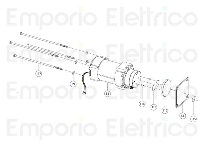 fadini Ersatzteil der Stange m5x185 Motor/Pumpe für aproli 380 lb 380117